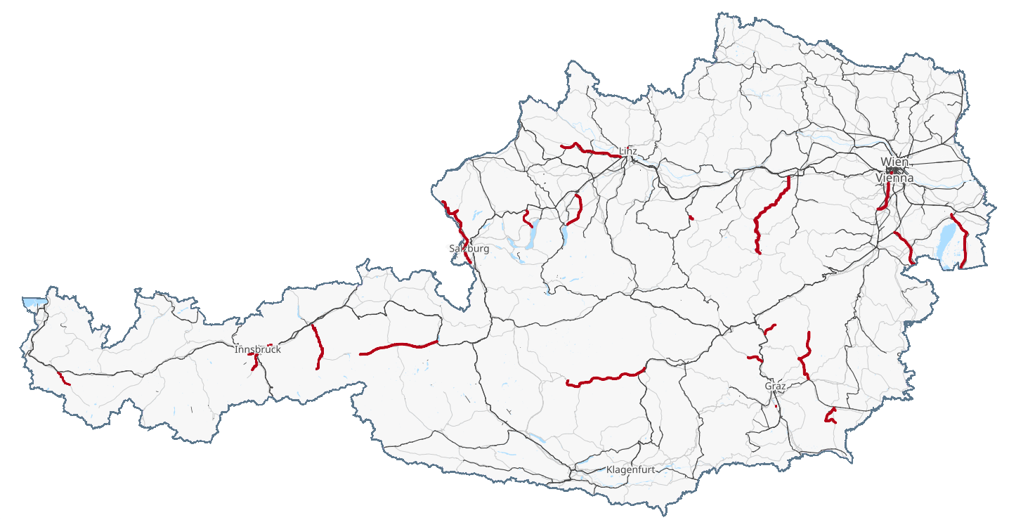 Österreich Karten, auf der die Privatbahnstrecken eingezeichnet sind