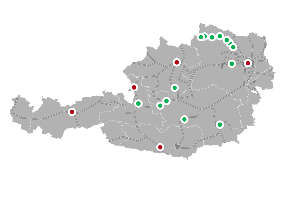 Vorhaben im Streckennetz der ÖBB-Infrastruktur AG in den Bundesländern Niederösterreich, Oberösterreich, Salzburg, Tirol, Kärnten und der Steiermark.