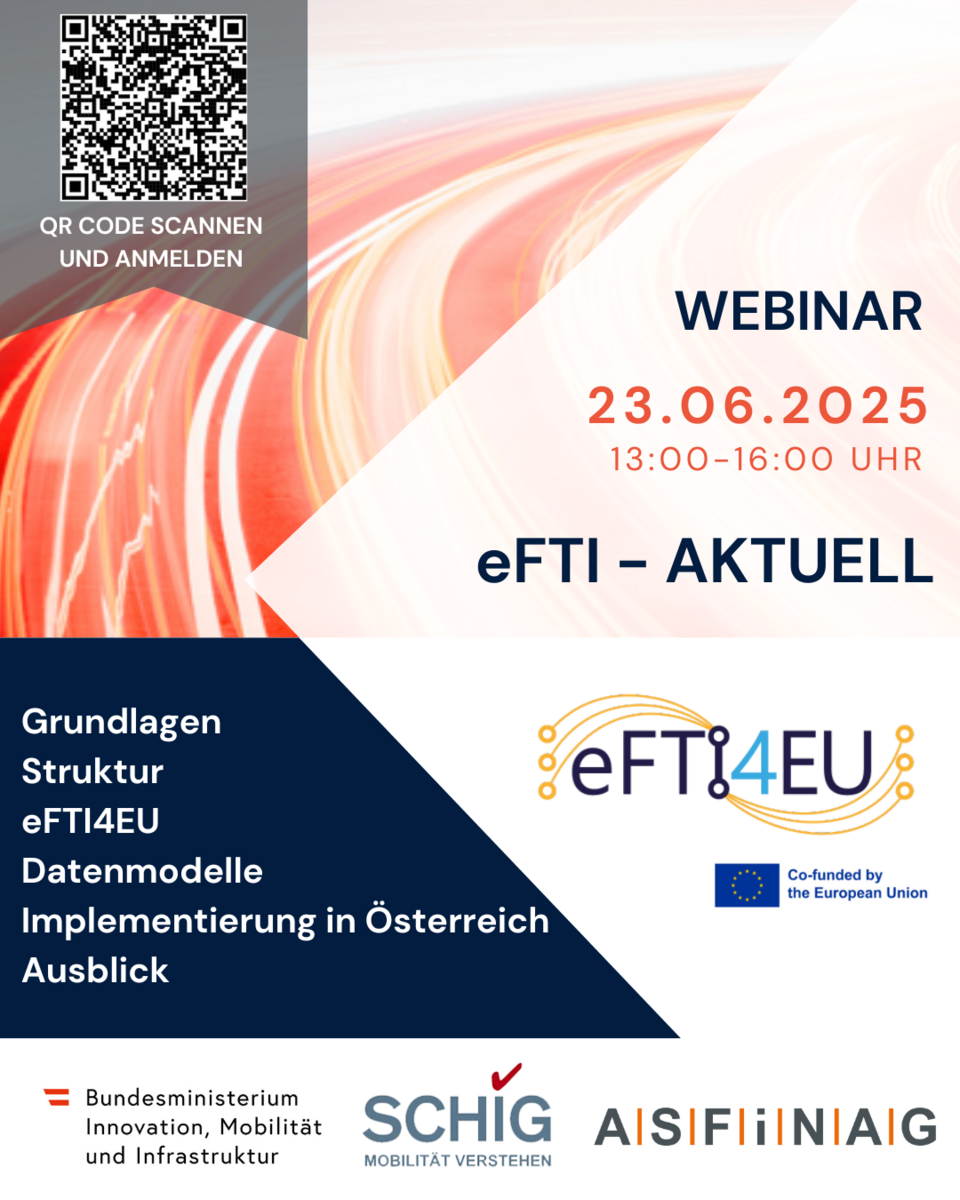 Einladungsflyer zur Veranstaltung eFTI Aktuell mit QR-Code