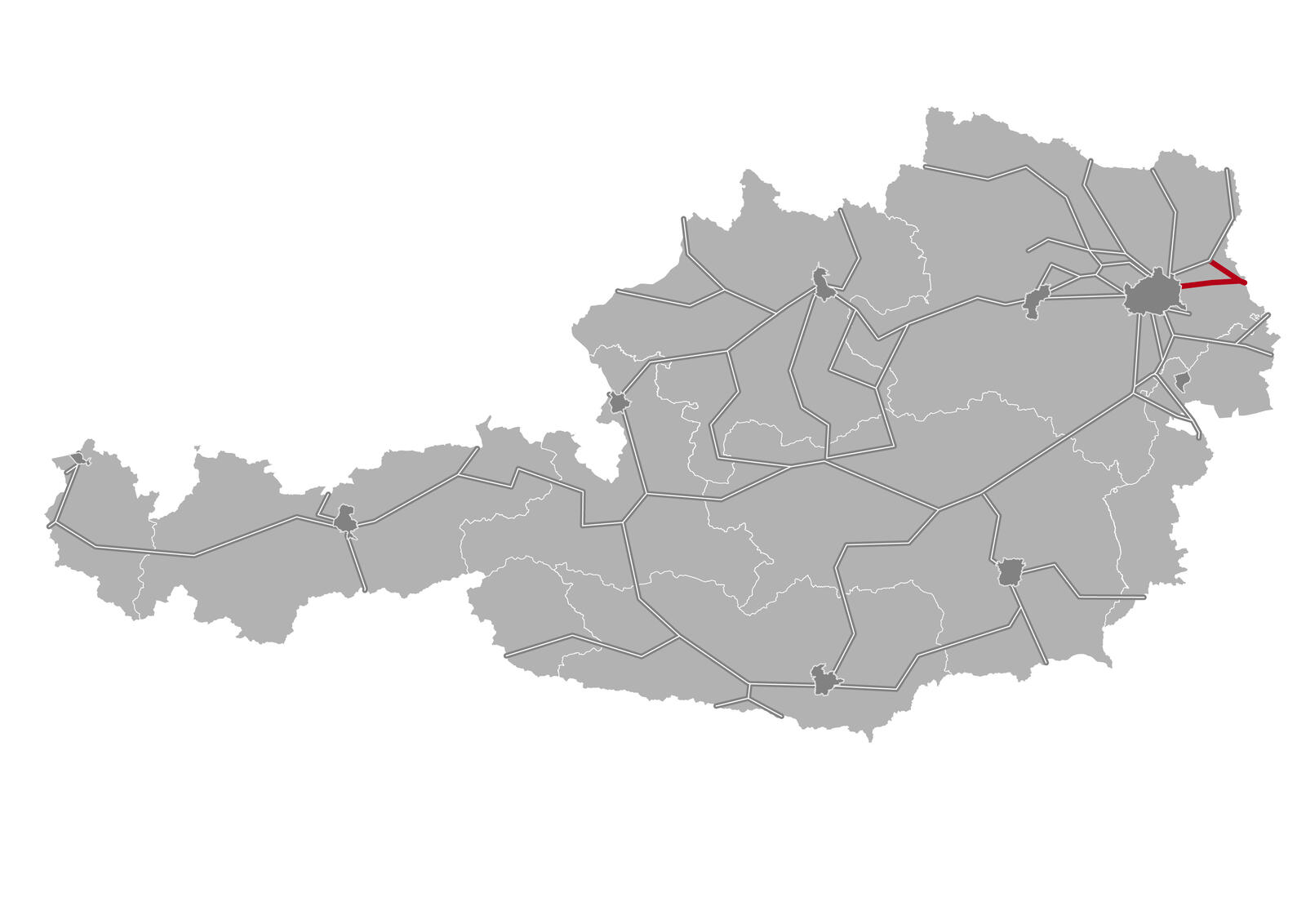 Die Österreichkarte verortet das Vorhaben im Streckennetz der ÖBB-Infrastruktur AG in den Bundesländern Wien und Niederösterreich.