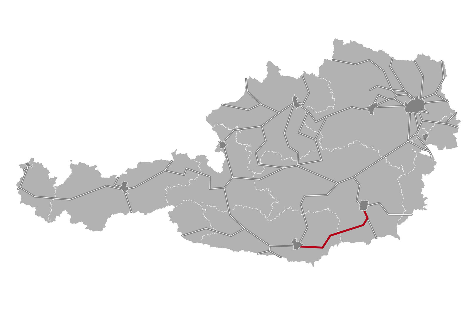 Die Österreichkarte verortet das Vorhaben im Streckennetz der ÖBB-Infrastruktur AG in den Bundesländern Kärnten und Steiermark.